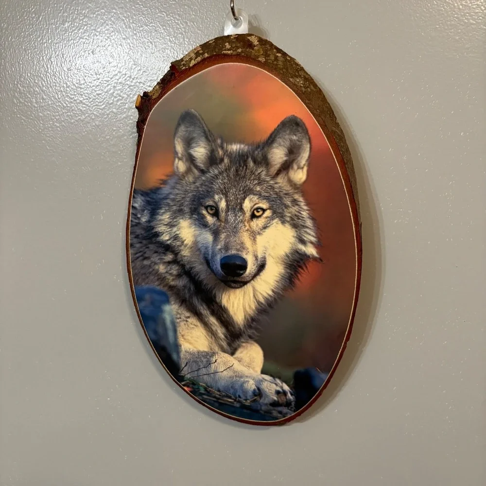 Penn Black Forest Potter County Wolf Portrait‎ Wood Slice Wall Plaque Art Decor